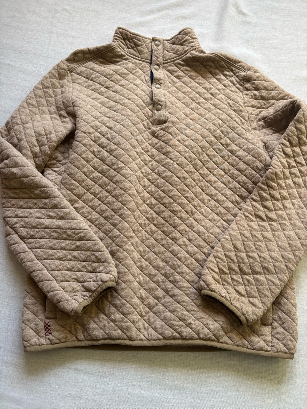 Rhone Gramercy Quilted Pullover Sweater Small Beige Men's Athleisure